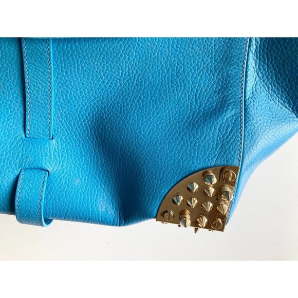 PHILIPP PLEIN Jenna Large Basics Shell Bag Studded Blue Leather Tote Bag Purse - Picture 3 of 14